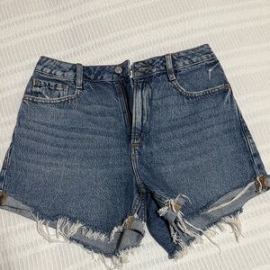 Dynamite Blue Jean Shorts with Frayed Hem